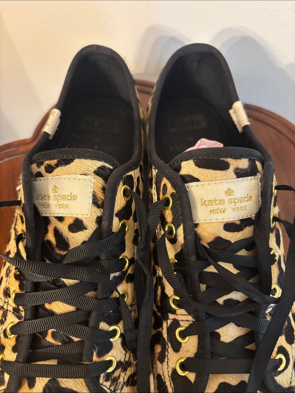 kate spade Leopard-Print Lace-Up Sneakers in Black & Tan - Picture 6 of 8